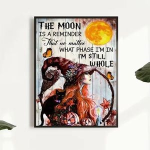 Retro Witch and Butterfly Canvas Painting 
(No Frame) 11.8x16.5inch‎ 21x30cm